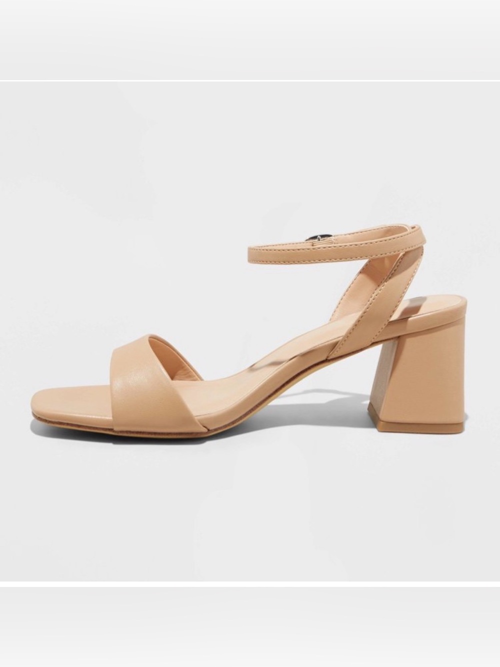 A New Day Nude Beige Ankle Strap Block Heel Sandals Size 6.5 👡✨